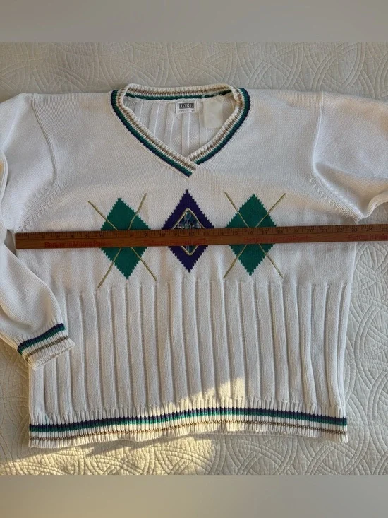 Vintage Golf Sweater with Argyle Large* - Picture 6 of 8